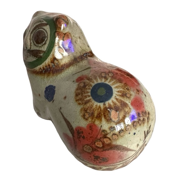 TONALA Mexican Pottery Vintage Stoneware Cat Figurine 4 3/4” Hand Painted - Picture 2 of 6